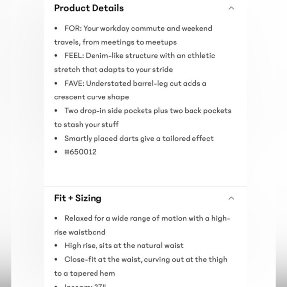 NWOT Athleta Skyline Utility Black Barrel Pant Size 12/T (#650012) - Picture 6 of 7